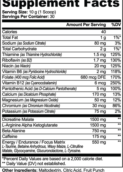 Nitric Shock Pre-Workout Powder (Fruit Punch) 10.6 Oz