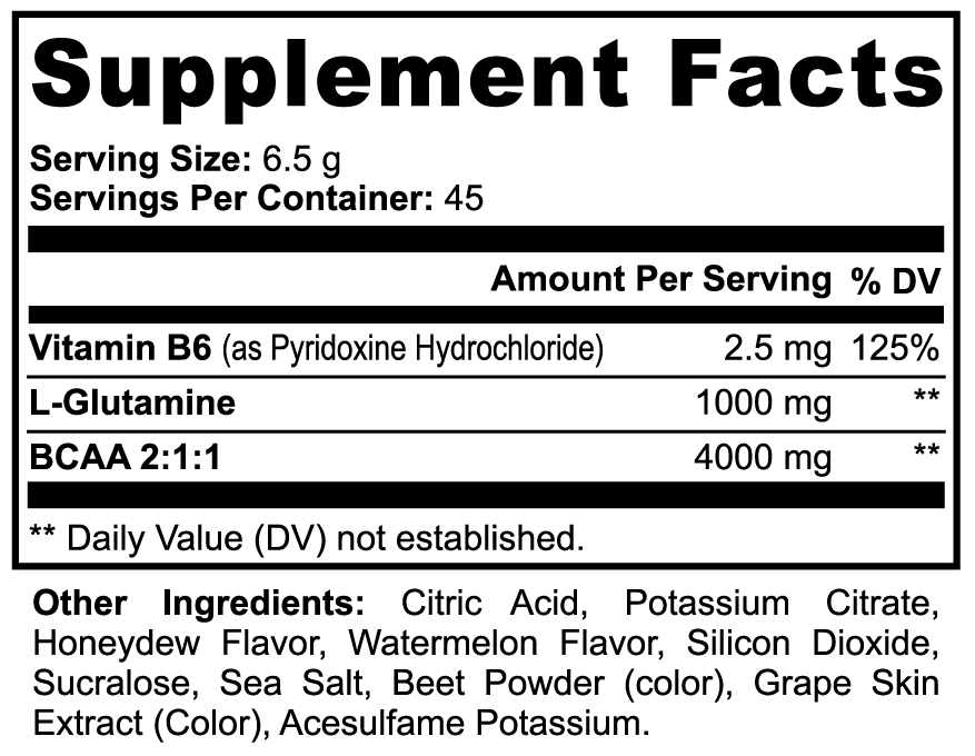 BCAA Post Workout Powder (Honeydew/Watermelon) 10 .3Oz