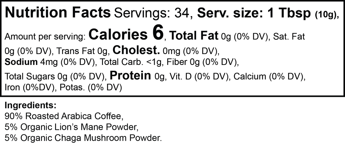 Vitality Mushroom Coffee (Medium Roast) 12 Oz