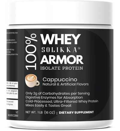 100% Whey Armor Isolate Protein Powder – Cappuccino Flavor (1 lb / 16 Servings)