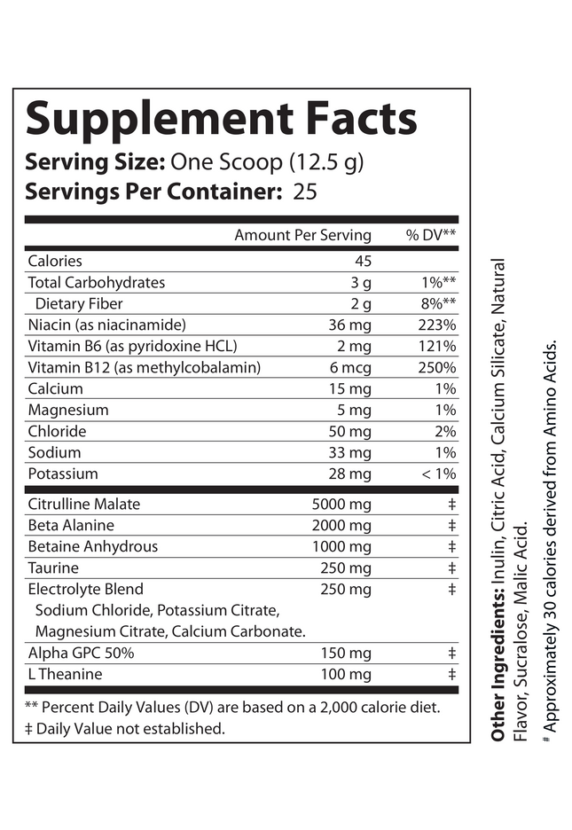 Non-Stim Pump Pre-Workout: Pineapple 312.5g w/ Natural Flavor