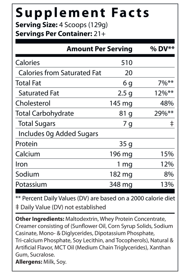 6lb Bulk Up! Mass Gainer Vanilla Milkshake w/Low Sugar