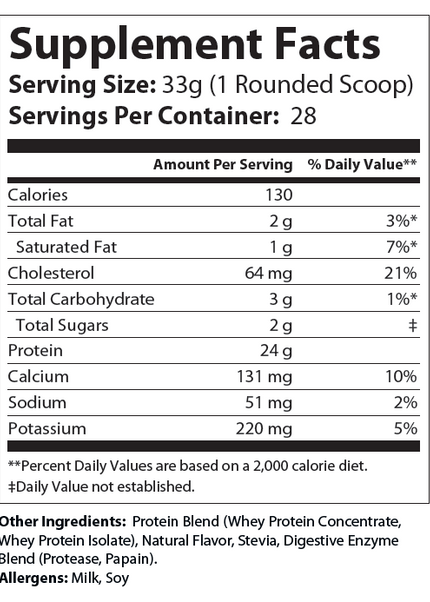 2lb Whey Armor Natural Protein Vanilla w/Stevia & Natural Flavor Non-GMO