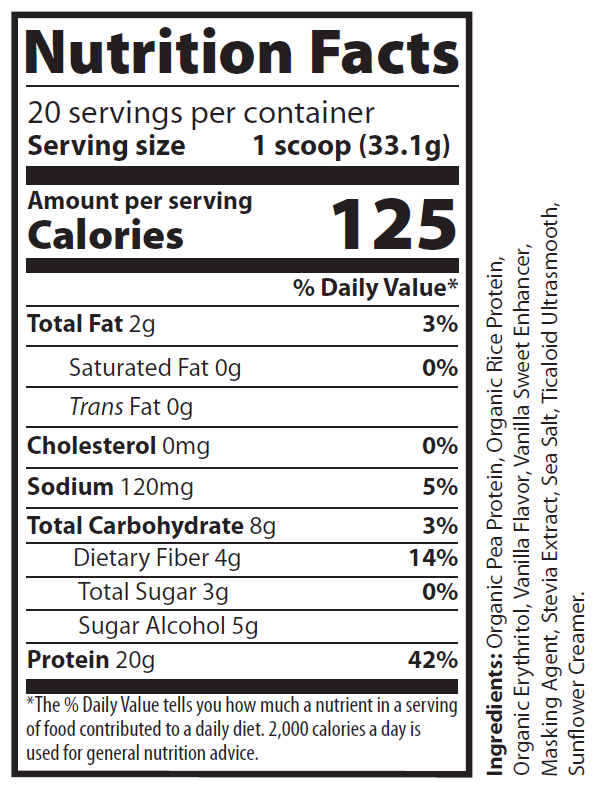 Pure Vegan Protein – Vanilla Flavor (662g)