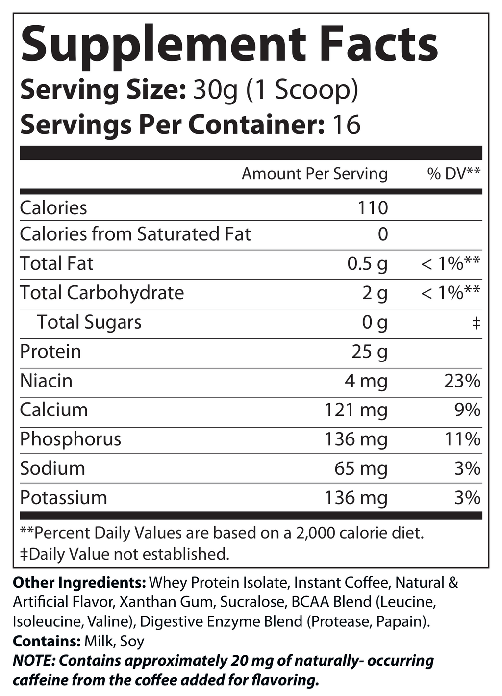 100% Whey Armor Isolate Protein Powder – Cappuccino Flavor (1 lb / 16 Servings)