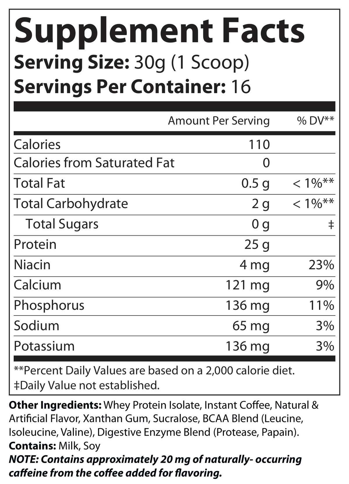 100% Whey Armor Isolate Protein Powder – Cappuccino Flavor (1 lb / 16 Servings)