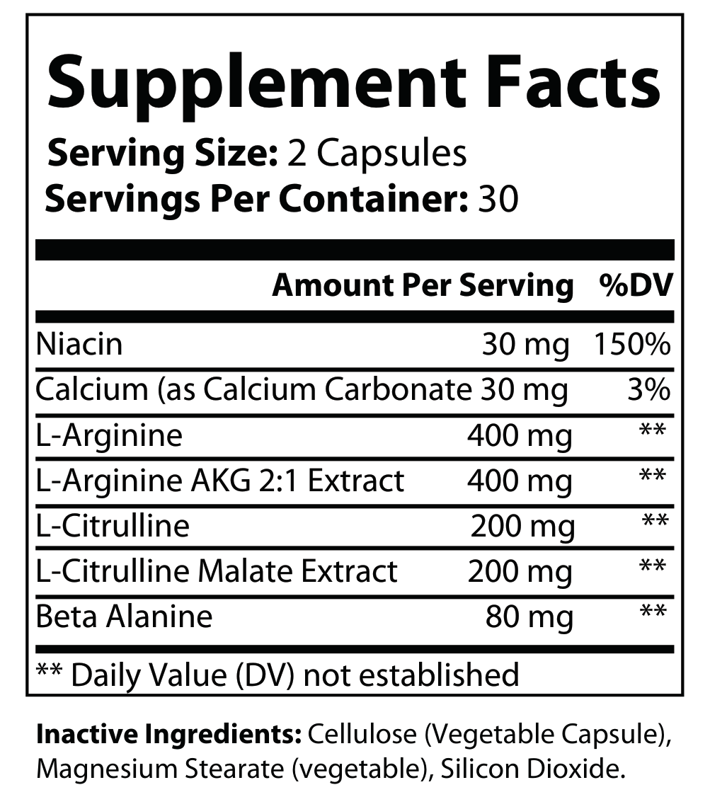L-Arginine Performance Support – Pre-Workout Formula (60 Capsules)