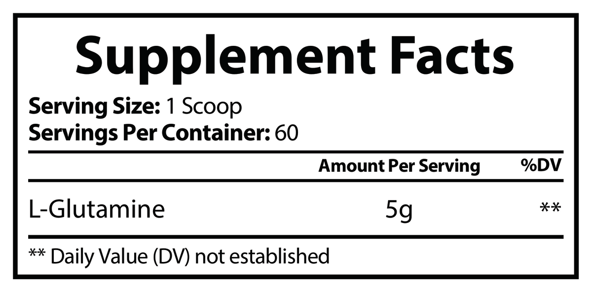 L-Glutamine Recovery Powder – 5g Pure L-Glutamine (60 Servings)