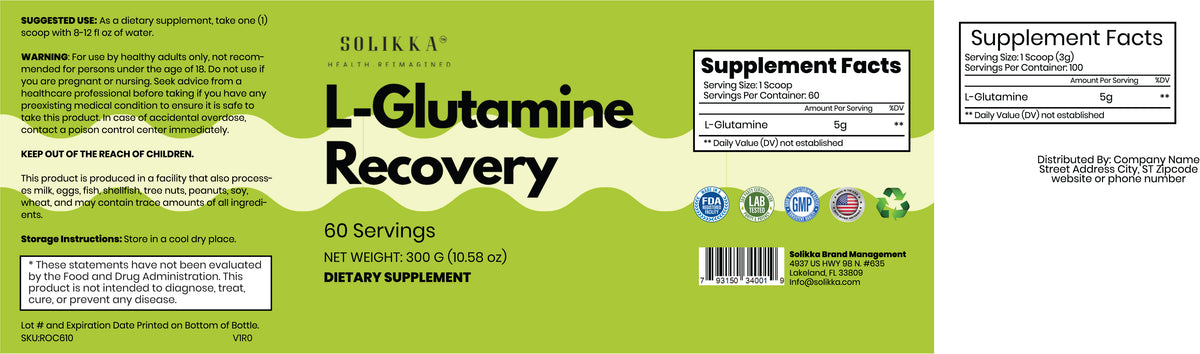 L-Glutamine Recovery Powder – 5g Pure L-Glutamine (60 Servings)
