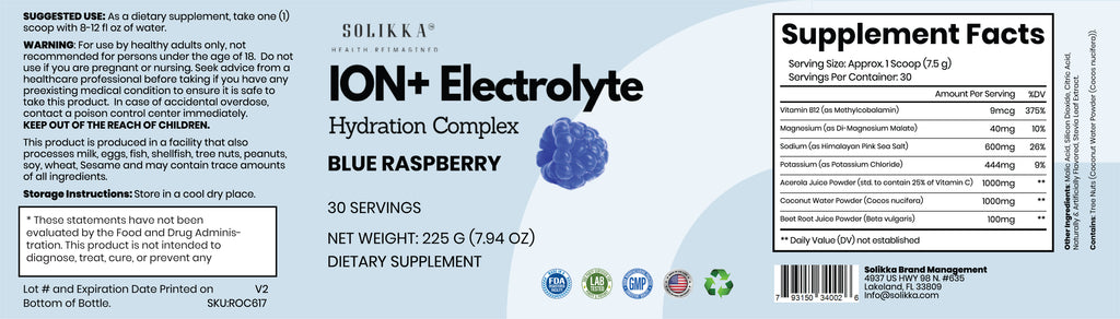ION+ Electrolyte Hydration Complex – Blue Raspberry (30 Servings)