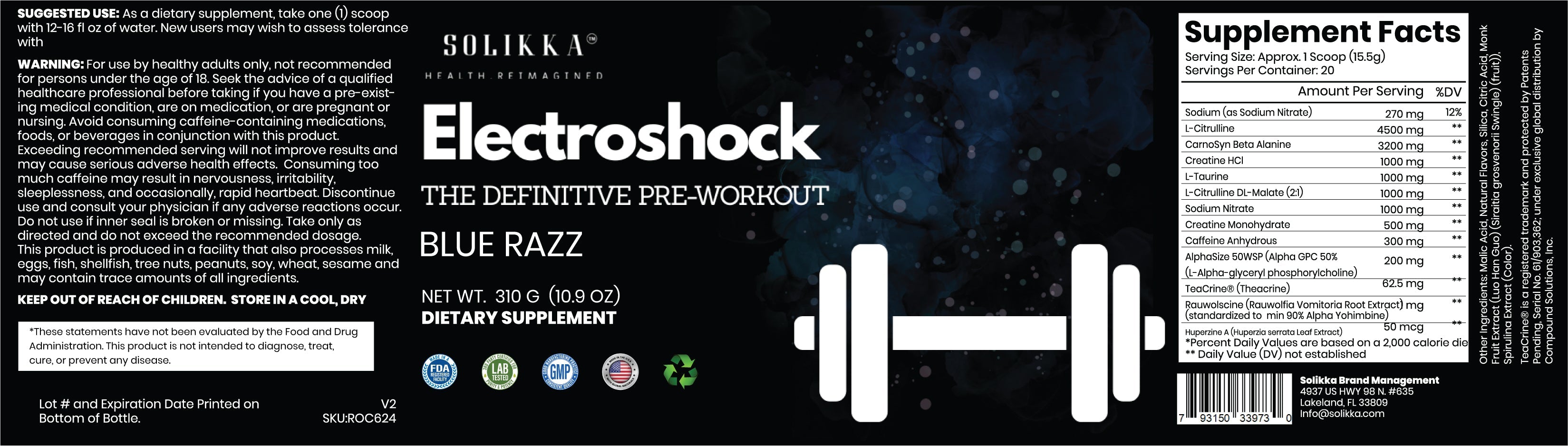 Electroshock - The Definitive Pre-Workout Blue Razz Flavor