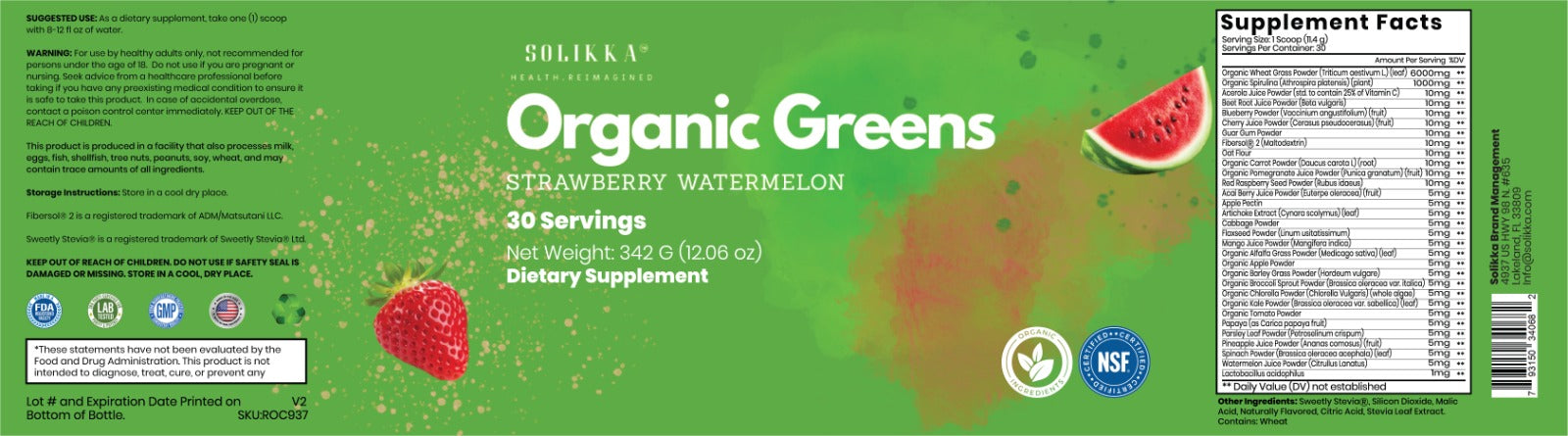 Organic Super Greens - Strawberry Watermelon