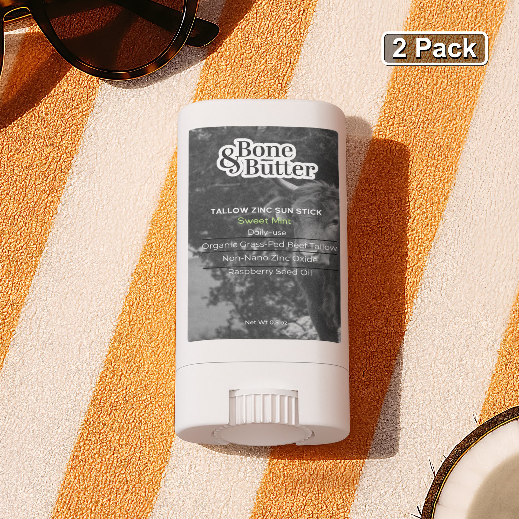 2 Pack Tallow Zinc Sun Stick
