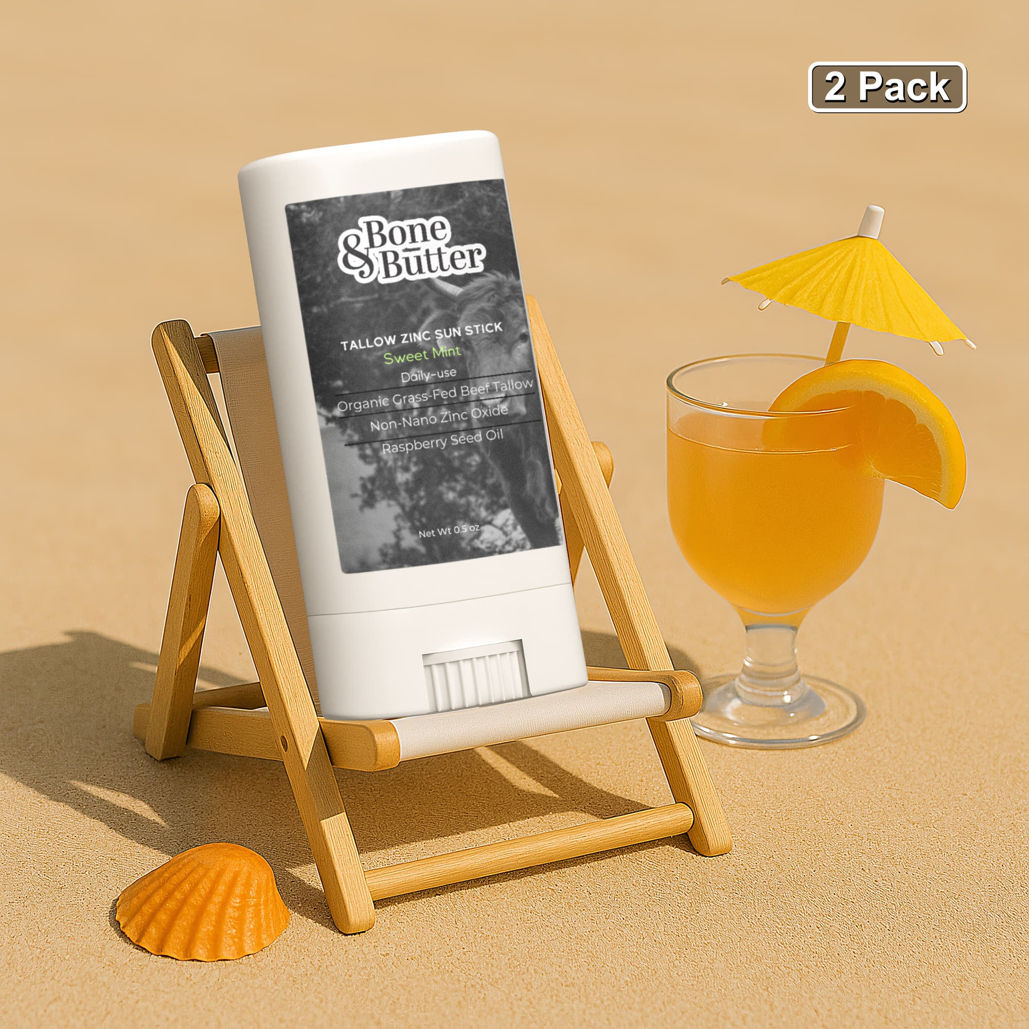 2 Pack Tallow Zinc Sun Stick