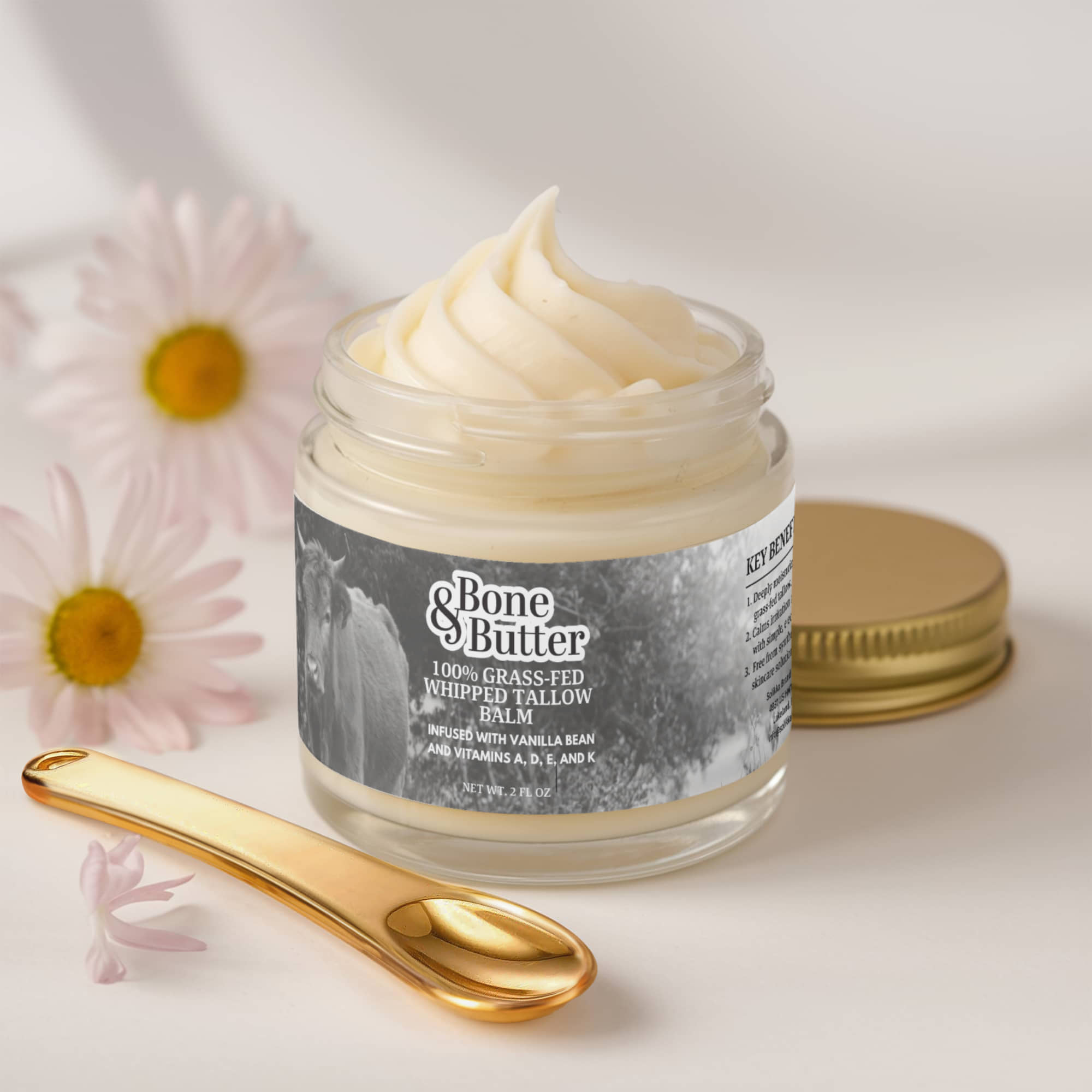 Bone & Butter Whipped Grass-Fed Tallow Balm with Vanilla Bean
